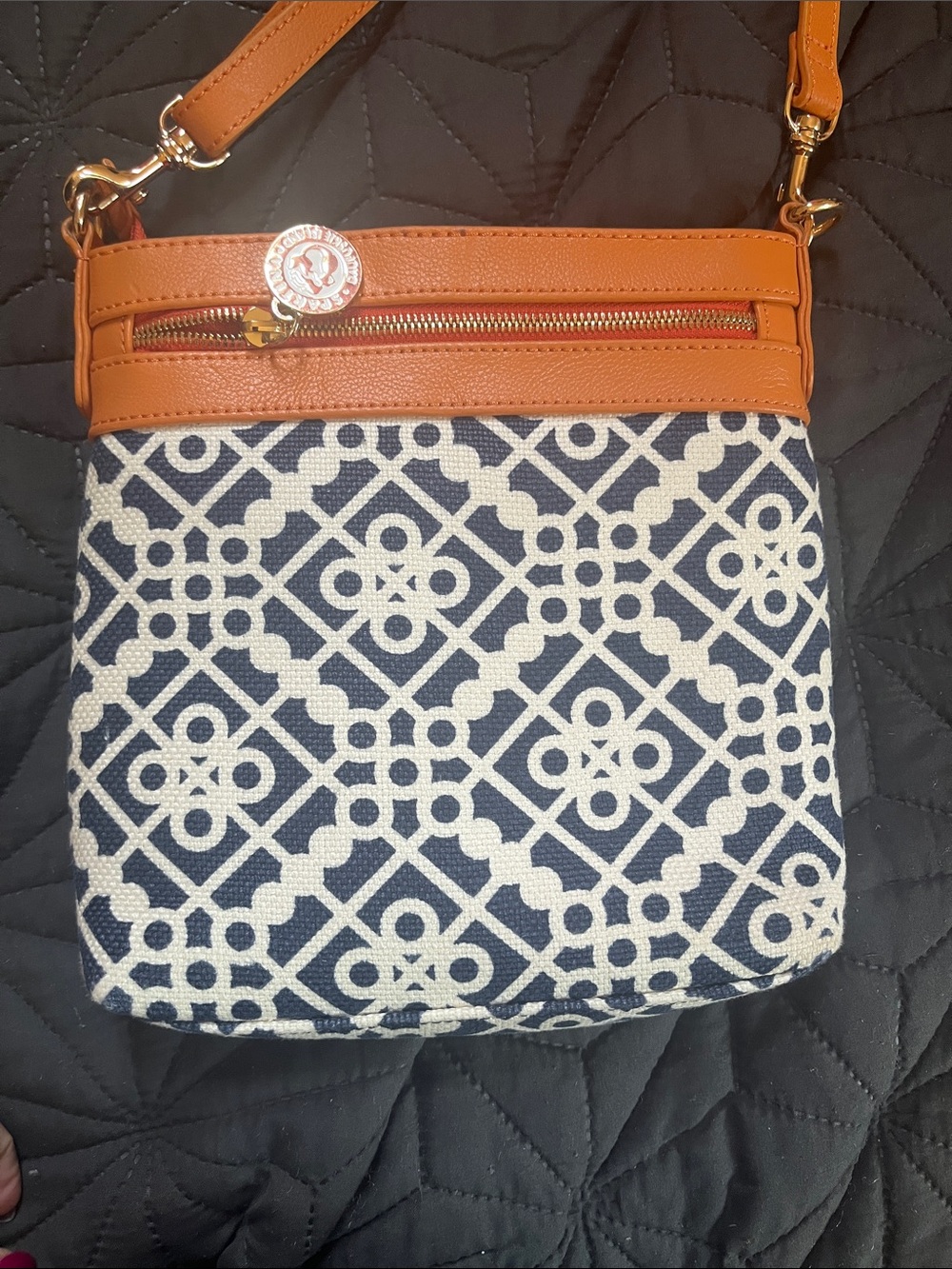 Spartina 449 Navy & Tan Patterned Crossbody - Picture 4 of 11